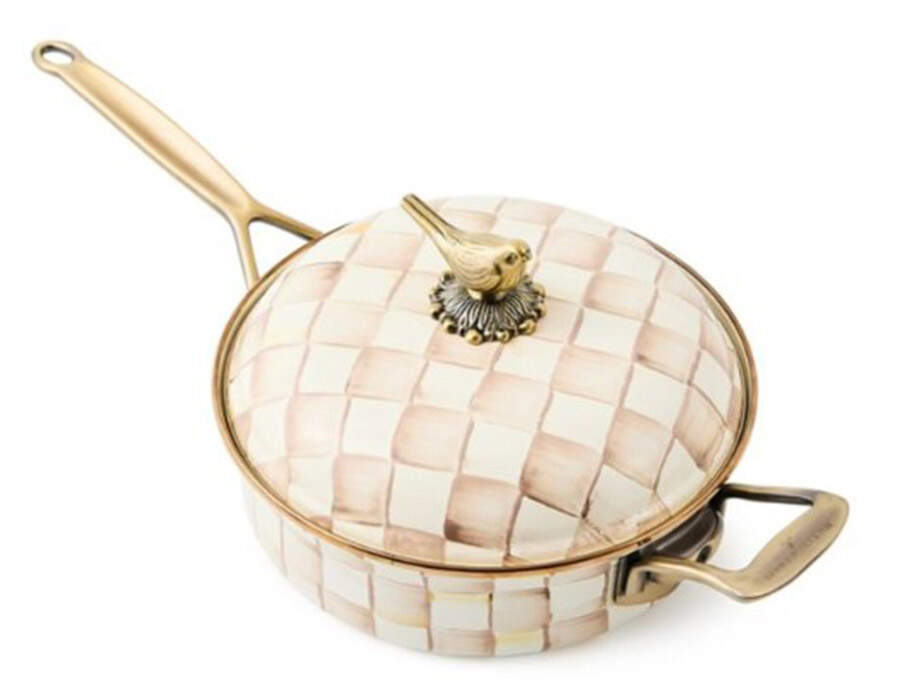 Mocha Check (Enamelware) 10" Saute' Pan & Lid by MacKenzie-Childs-1