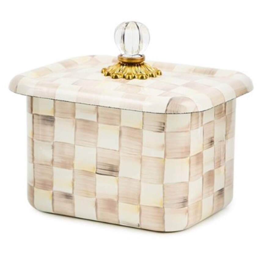Mocha Check (Enamelware) Recipe Box & Lid by MacKenzie-Childs-1