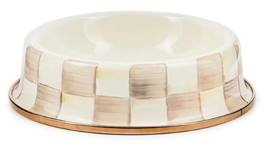 Mocha Check (Enamelware) Small Pet Bowl by MacKenzie-Childs-1