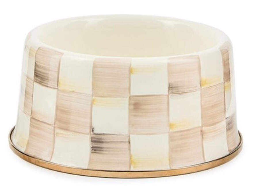 Mocha Check (Enamelware) Medium Pet Bowl by MacKenzie-Childs-1