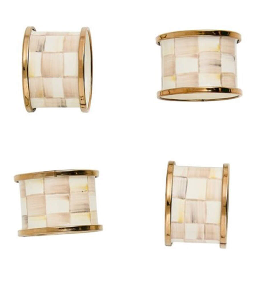 Mocha Check (Enamelware) Napkin Ring - Set of 4 by MacKenzie-Childs-1