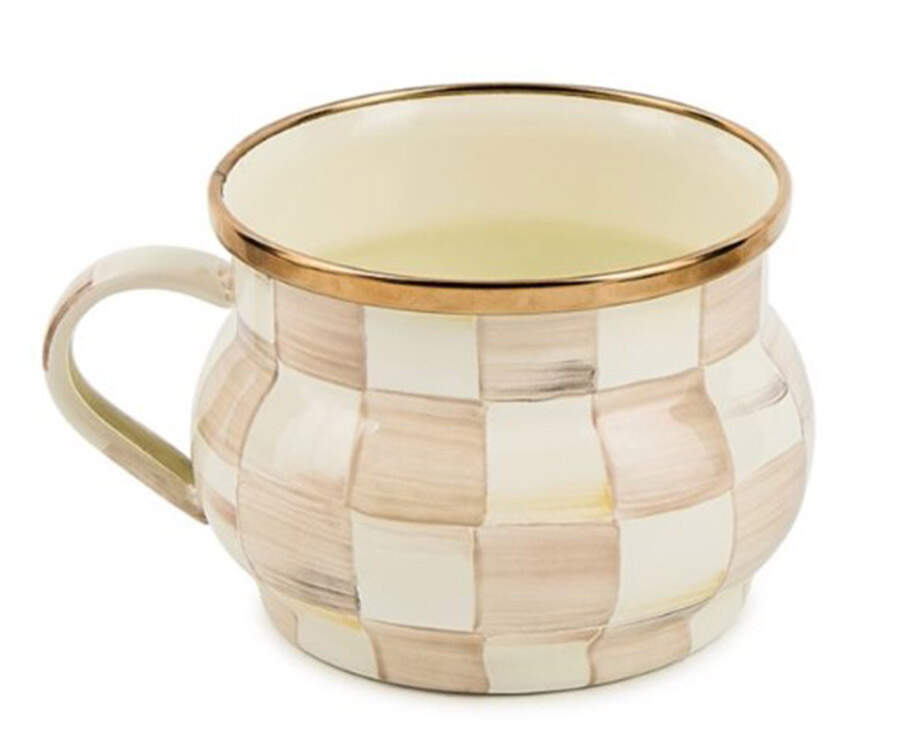 Mocha Check (Enamelware) Flat Cup by MacKenzie-Childs-1