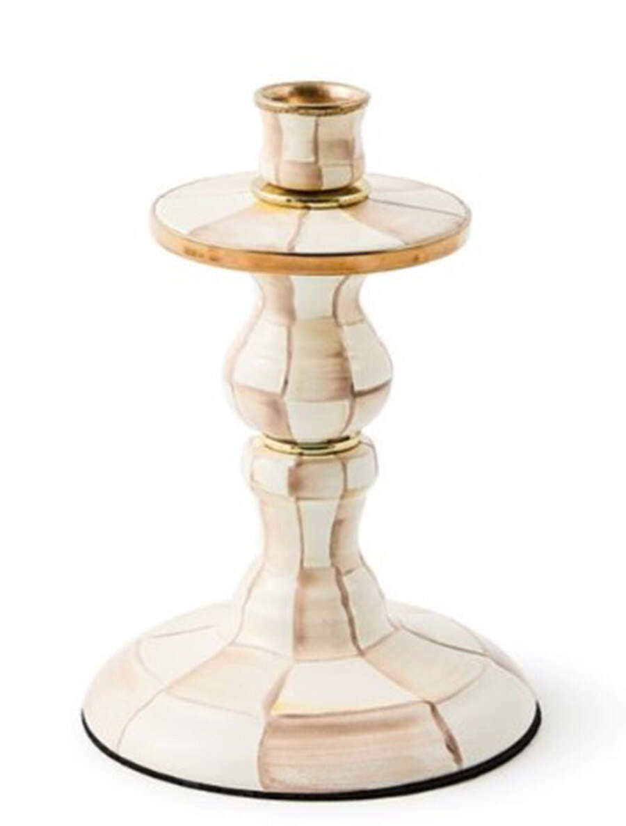 Mocha Check (Enamelware) 8" Tall Candlestick by MacKenzie-Childs-1