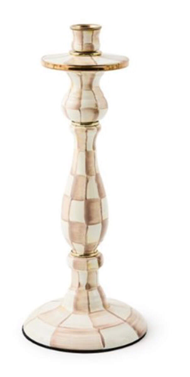 Mocha Check (Enamelware) 14" Candlestick by MacKenzie-Childs-1
