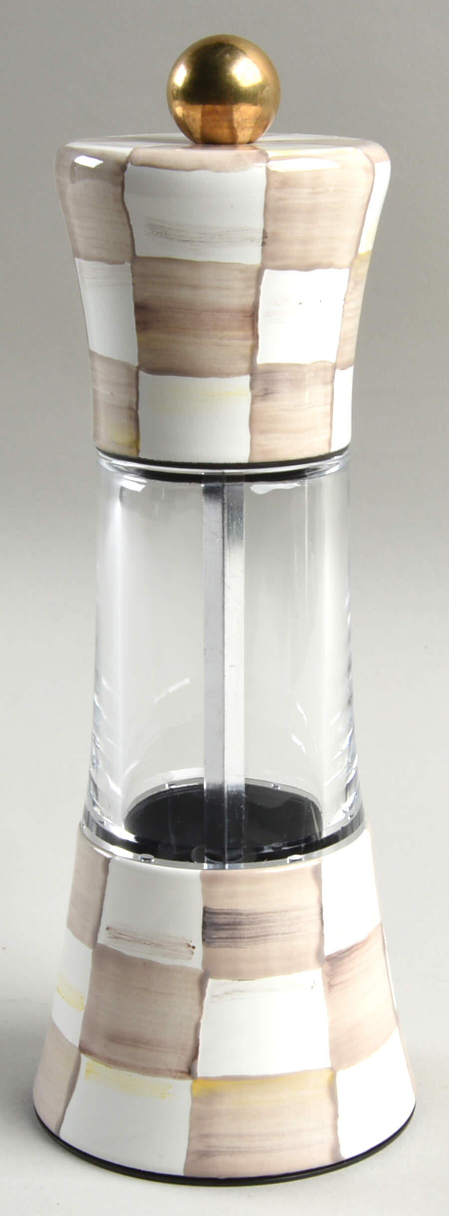 Mocha Check (Enamelware) Grinder for Salt Or Pepper Mill by MacKenzie-Childs-1
