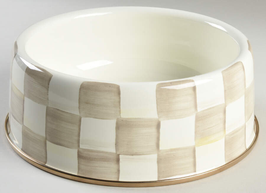 Mocha Check (Enamelware) Pet Bowl by MacKenzie-Childs-1