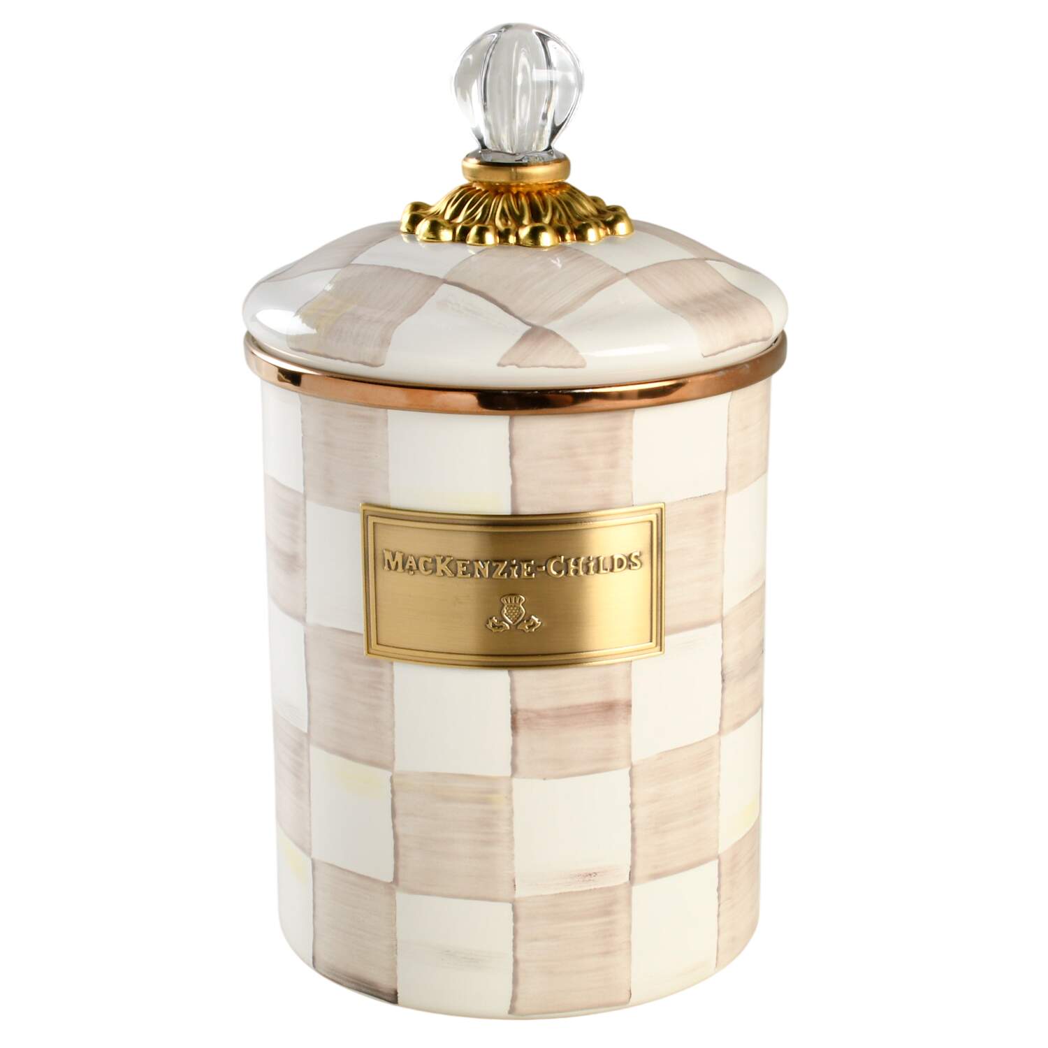Mocha Check (Enamelware) Medium Canister & Lid by MacKenzie-Childs-1