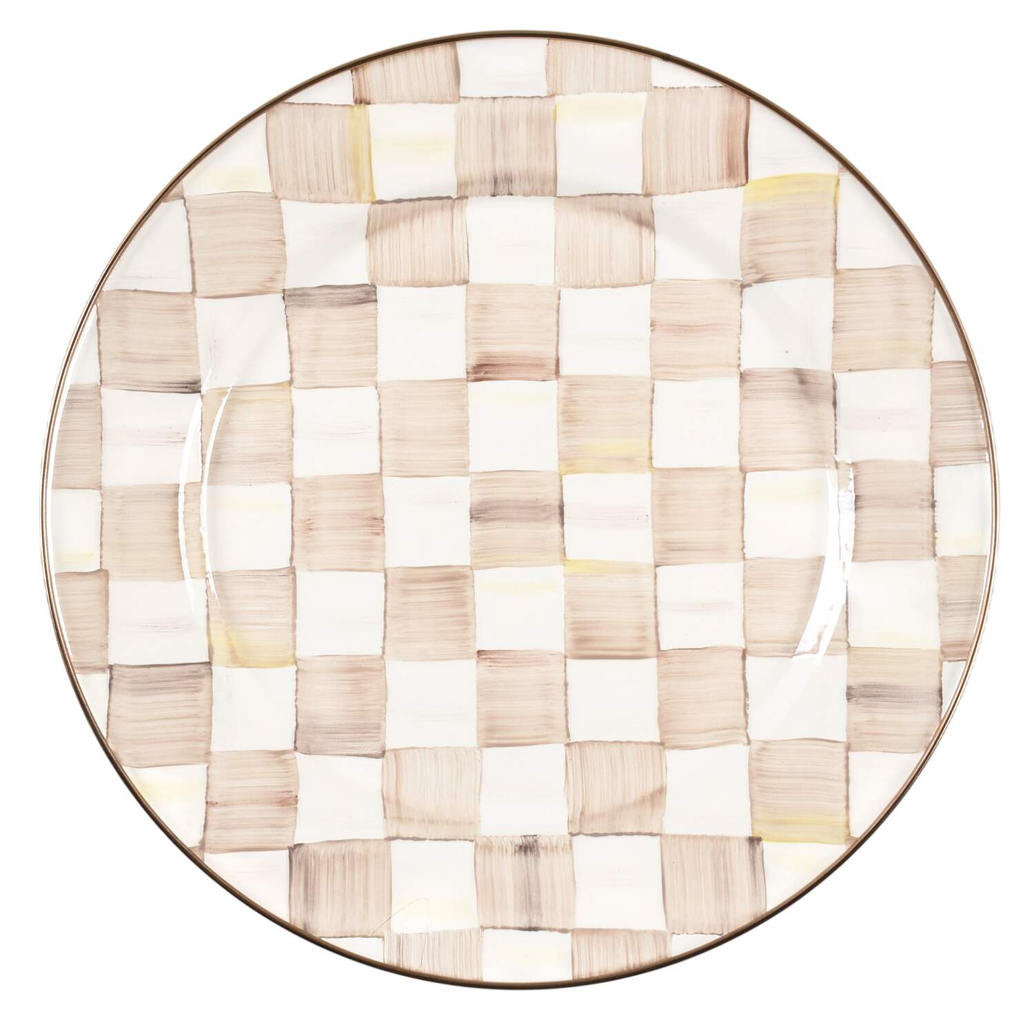 Mocha Check (Enamelware) Service Plate (Charger) by MacKenzie-Childs-1