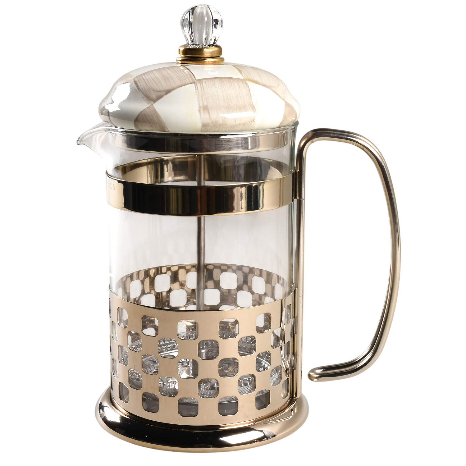 Mocha Check (Enamelware) French Press Coffee Pot & Lid by MacKenzie-Childs-1