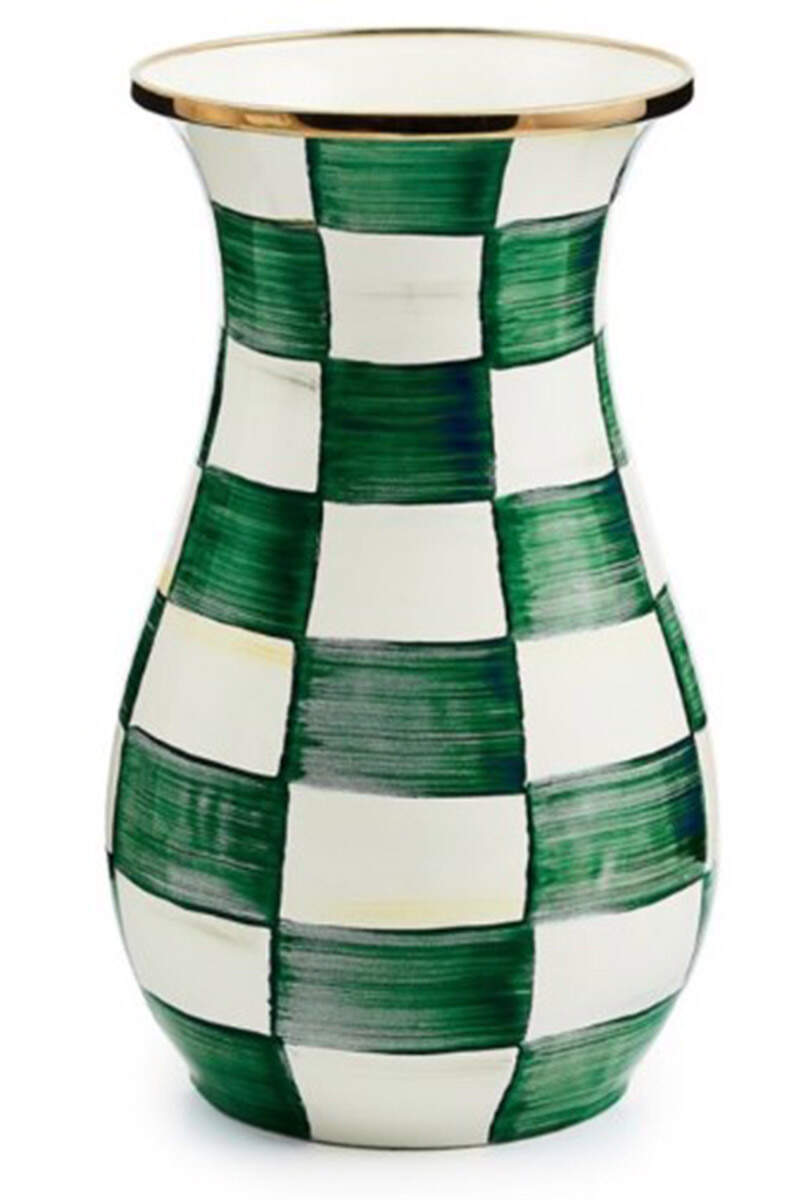 Emerald Check 10" Vase by MacKenzie-Childs-1