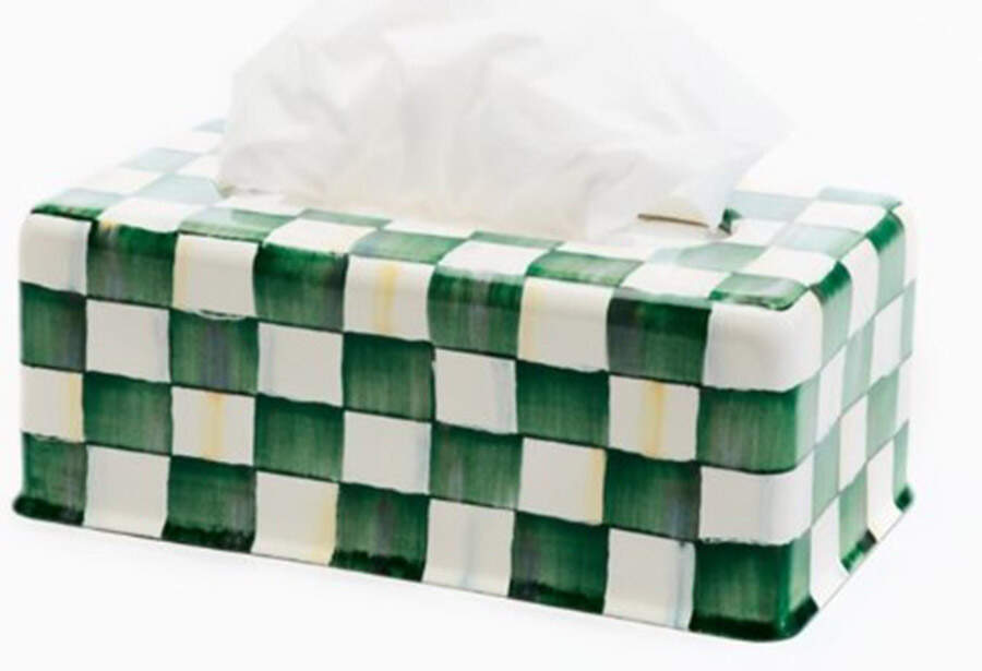 Emerald Check Rectangular Tissue Box Cover by MacKenzie-Childs-1