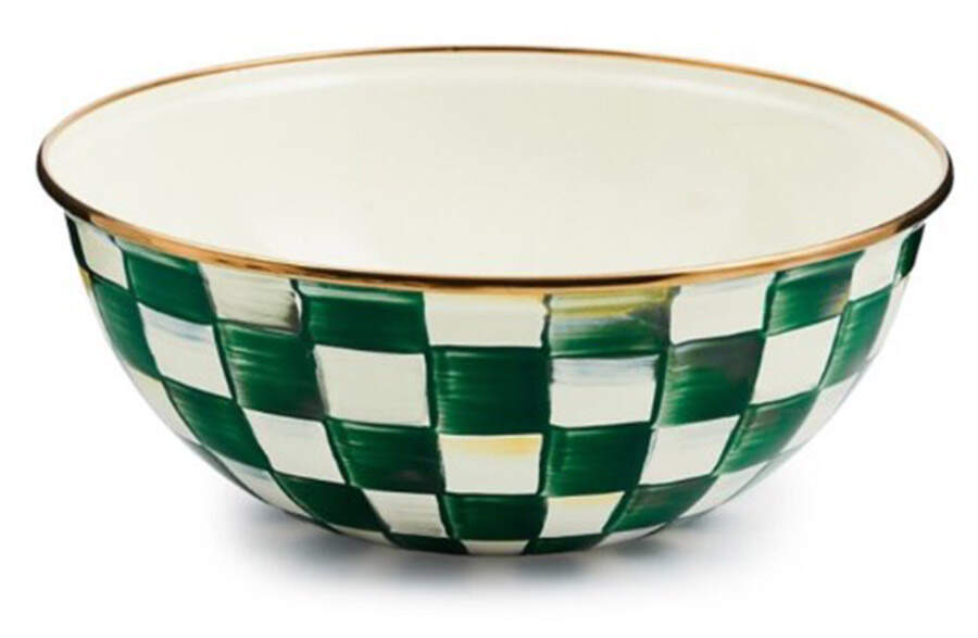 Emerald Check 9" Round Serving Bowl by MacKenzie-Childs-1