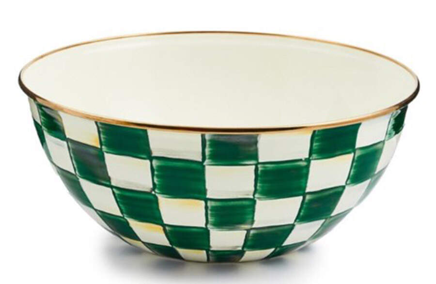 Emerald Check 11" Round Serving Bowl by MacKenzie-Childs-1