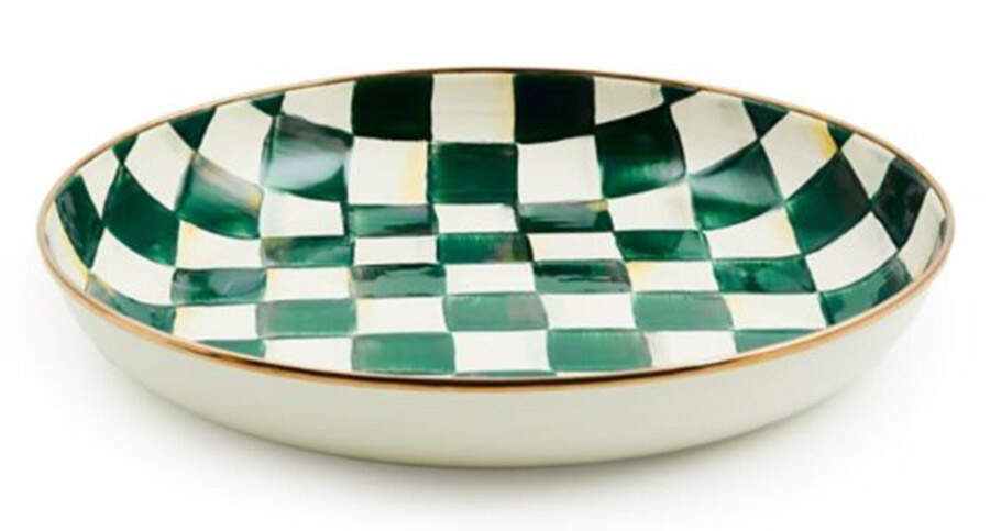 Emerald Check 13" Shallow Round Bowl by MacKenzie-Childs-1