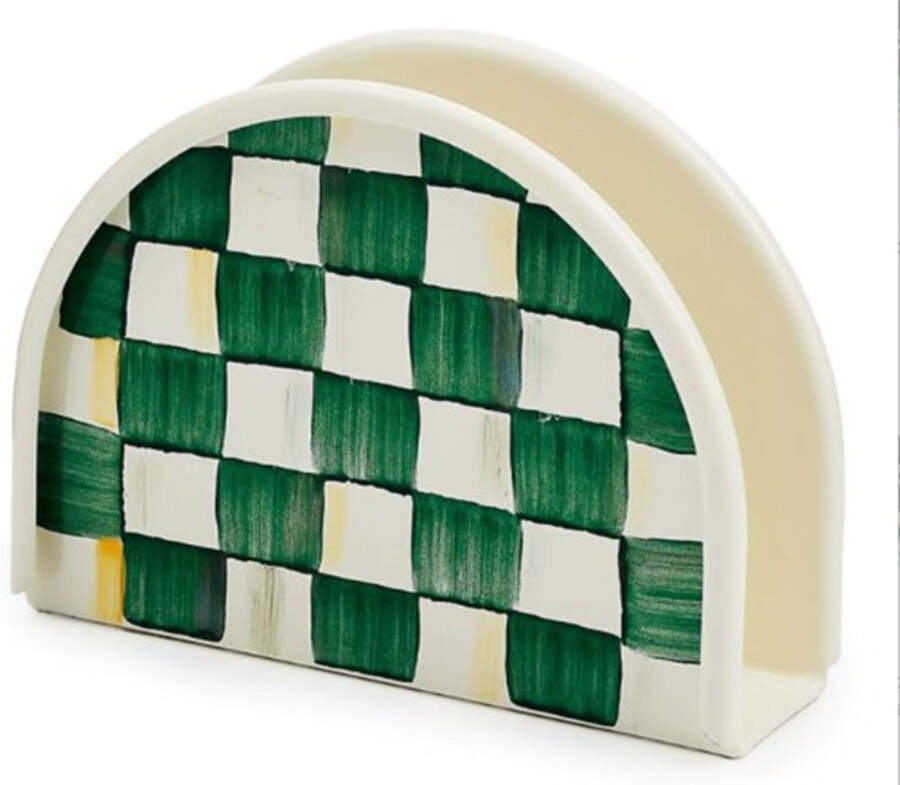 Emerald Check Napkin Holder by MacKenzie-Childs-1