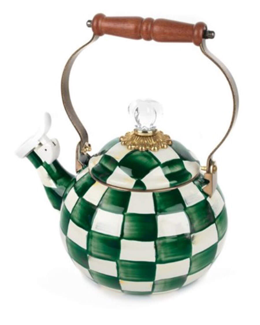 Emerald Check Metal Whistler Kettle & Lid by MacKenzie-Childs-1