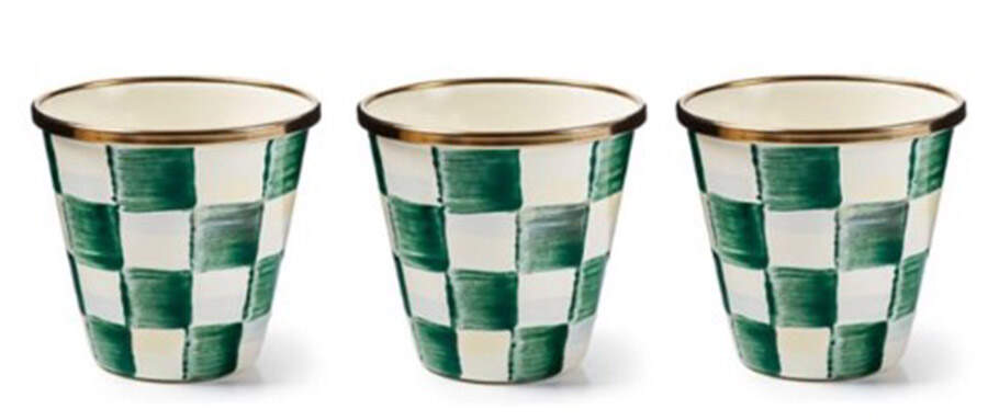 Emerald Check (Set of 3) Herb Pot by MacKenzie-Childs-1