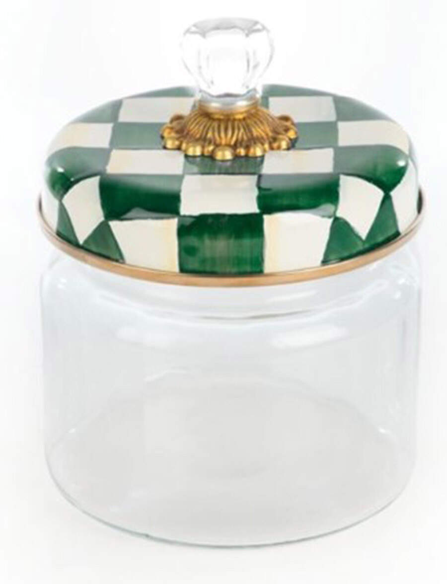 Emerald Check Small Glassware Canister by MacKenzie-Childs-1