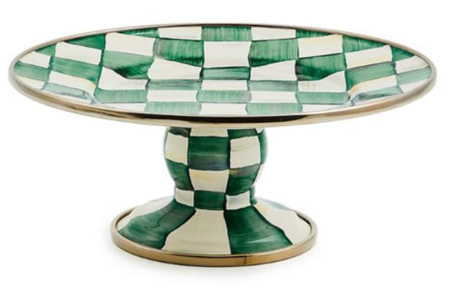 Emerald Check 8" Diameter Pedestal Cake Stand by MacKenzie-Childs-1