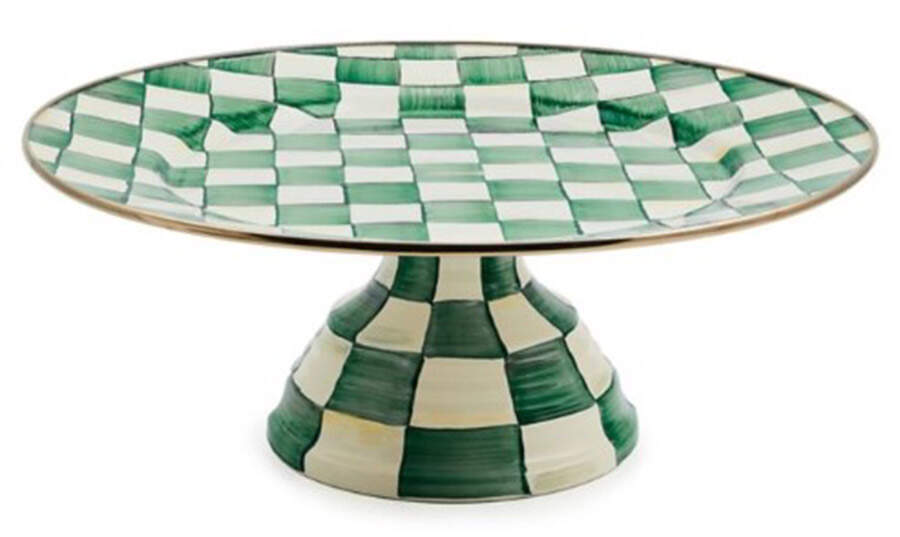 Emerald Check 16" Diameter Pedistal Cake Stand by MacKenzie-Childs-1