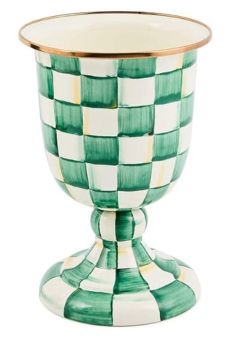 Emerald Check Pedestal Vase by MacKenzie-Childs-1