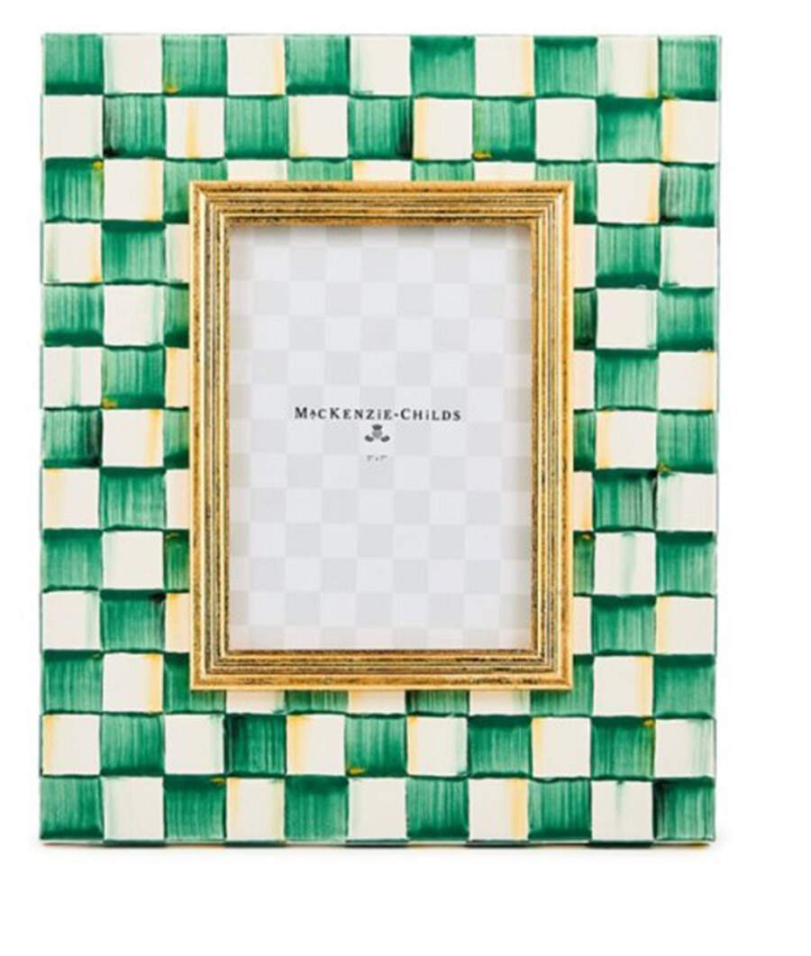 Emerald Check Frame-Holds 5" X 7" by MacKenzie-Childs-1