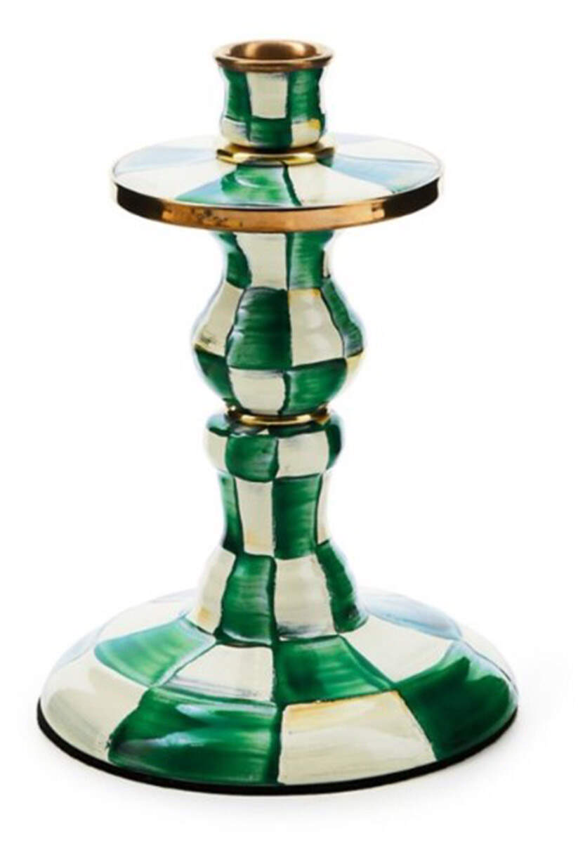 Emerald Check 8" Tall Candlestick by MacKenzie-Childs-1