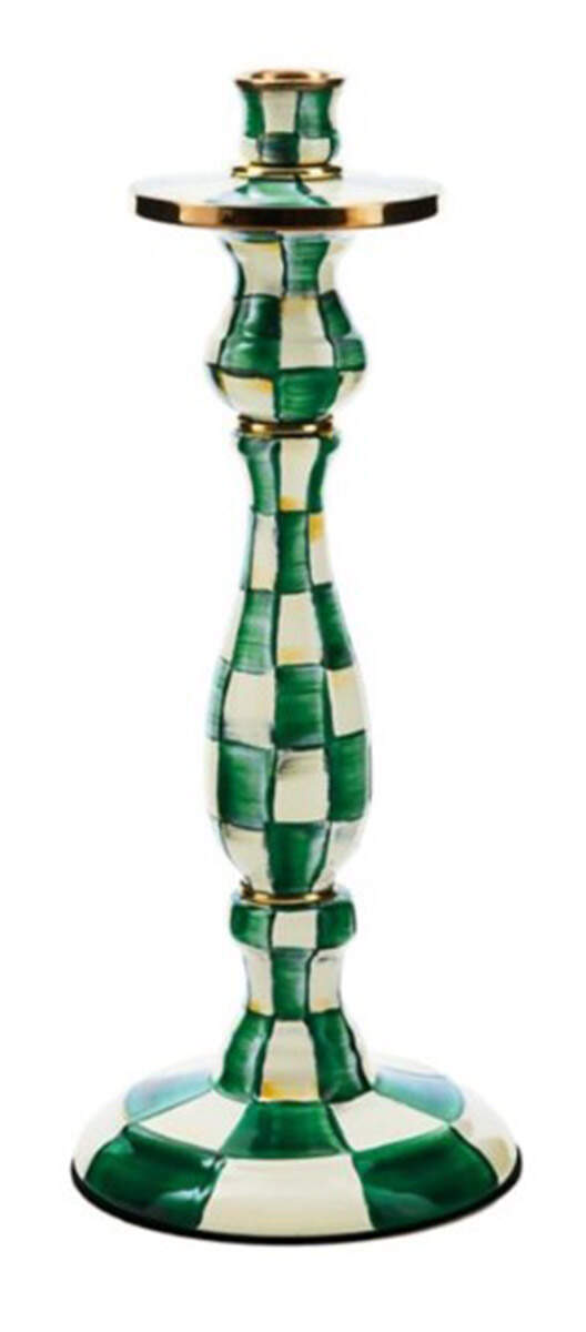 Emerald Check 14" Candlestick by MacKenzie-Childs-1