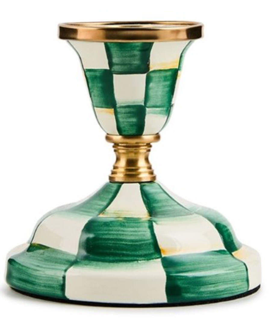 Emerald Check Small Candlestick by MacKenzie-Childs-1