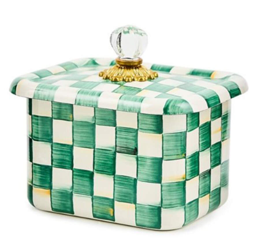 Emerald Check Recipe Box & Lid by MacKenzie-Childs-1