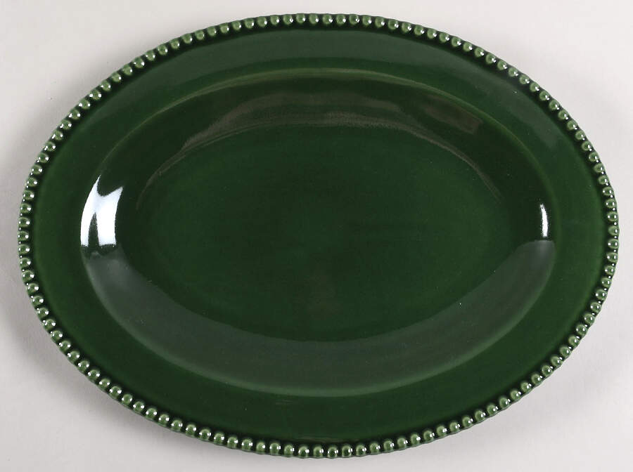 Perola Green 16" Oval Serving Platter by Matceramica-1