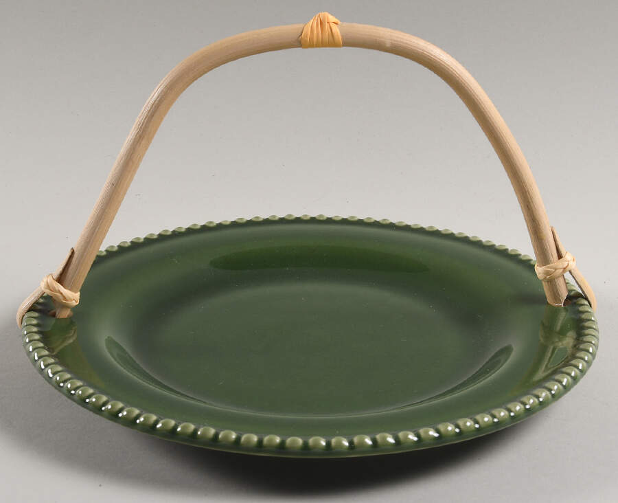 Perola Green 5 3/8"-5 5/8" Bamboo Handled Serving Plate  HC by Matceramica-1