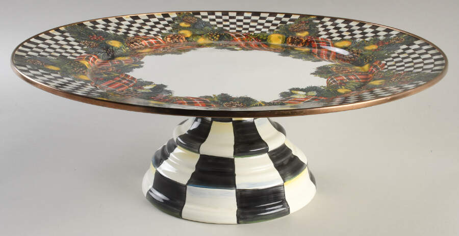 Evergreen Enamelware 16" Diameter Pedistal Cake Stand by MacKenzie-Childs-1