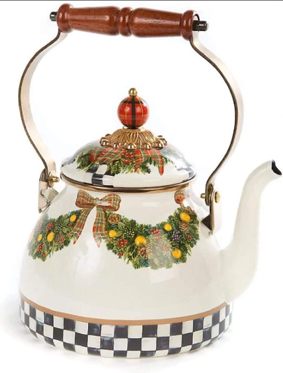 Evergreen Enamelware Metal Kettle & Lid by MacKenzie-Childs-1