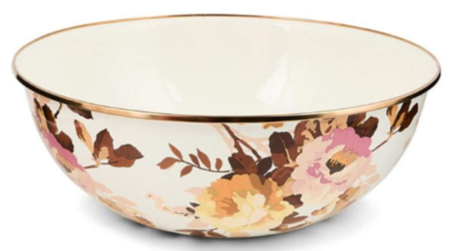 Wild Rose-White (Enamelware) 13" Round Serving Bowl by MacKenzie-Childs-1