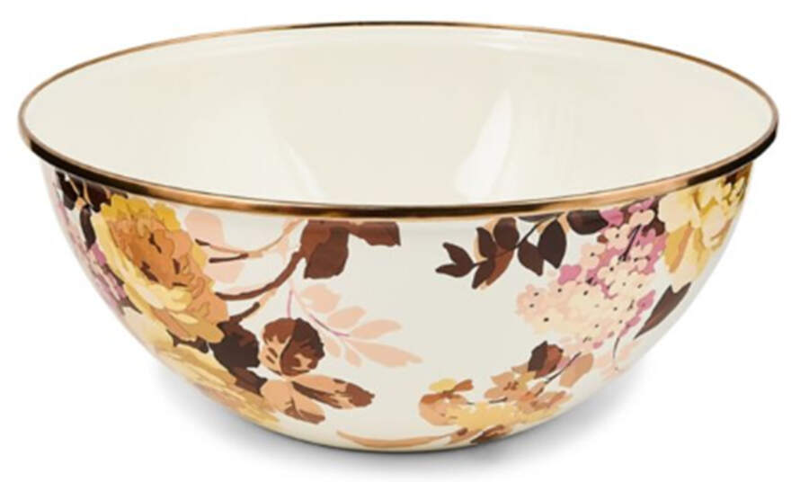Wild Rose-White (Enamelware) 11" Round Serving Bowl by MacKenzie-Childs-1