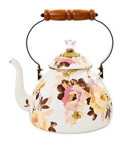 Wild Rose-White (Enamelware) Kettle & Lid by MacKenzie-Childs-1