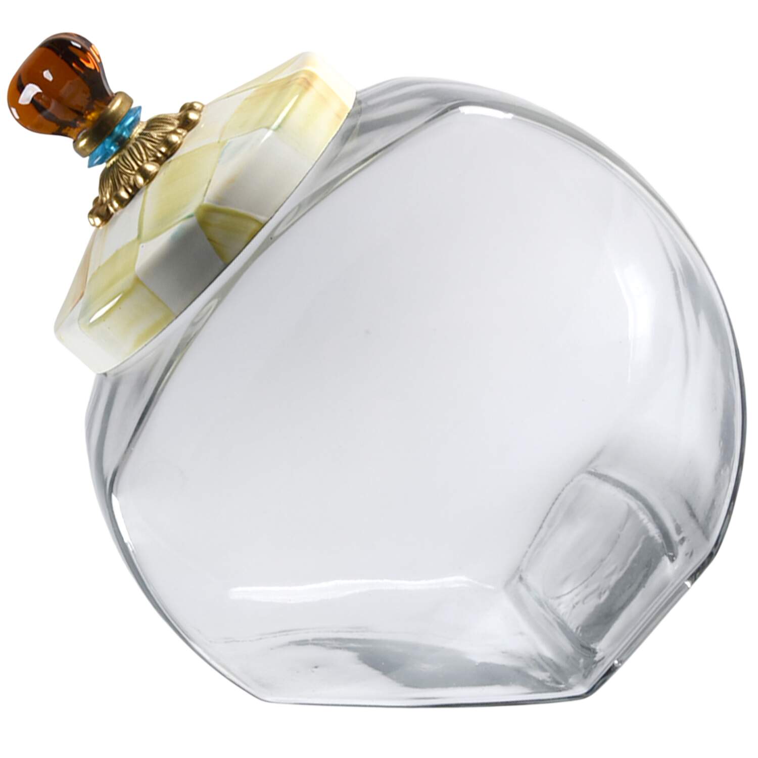 Parchment Check (Enamelware) Glassware Cookie Jar & Lid by MacKenzie-Childs-1