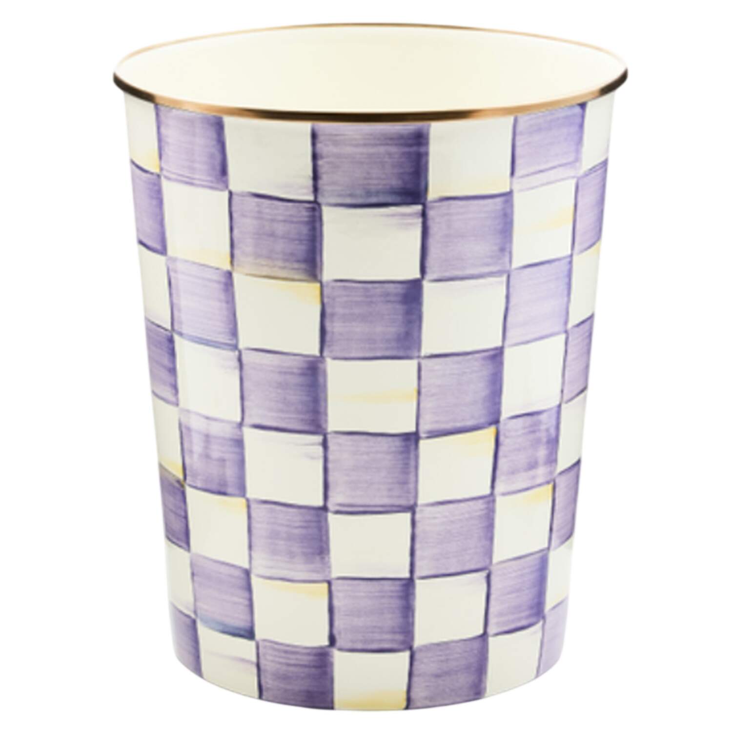 Violet Check Metal Waste Basket by MacKenzie-Childs-1