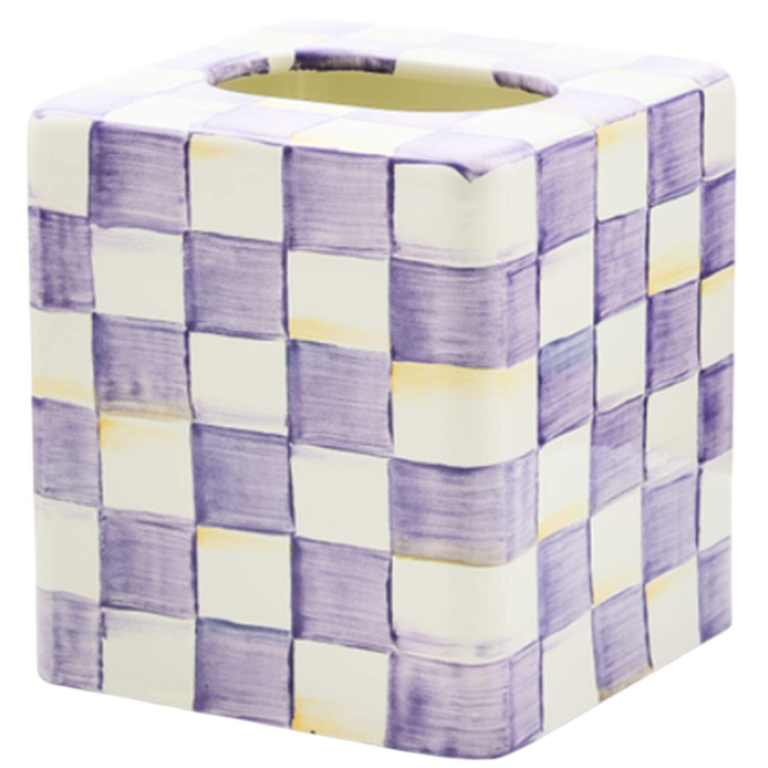 Violet Check Square Tissue Box Cover by MacKenzie-Childs-1