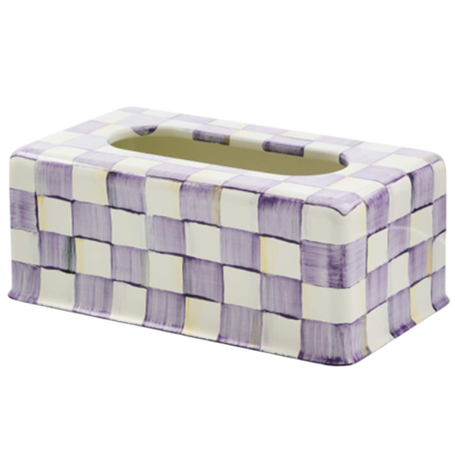 Violet Check Rectangular Tissue Box Cover by MacKenzie-Childs-1