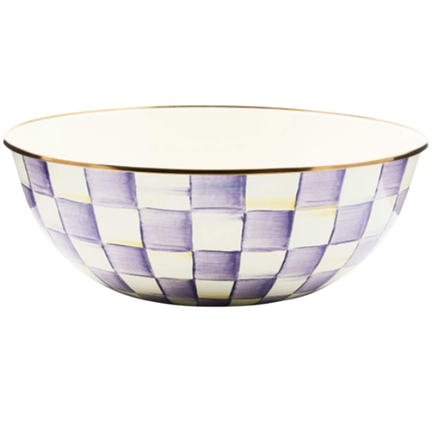 Violet Check 13" Round Serving Bowl by MacKenzie-Childs-1
