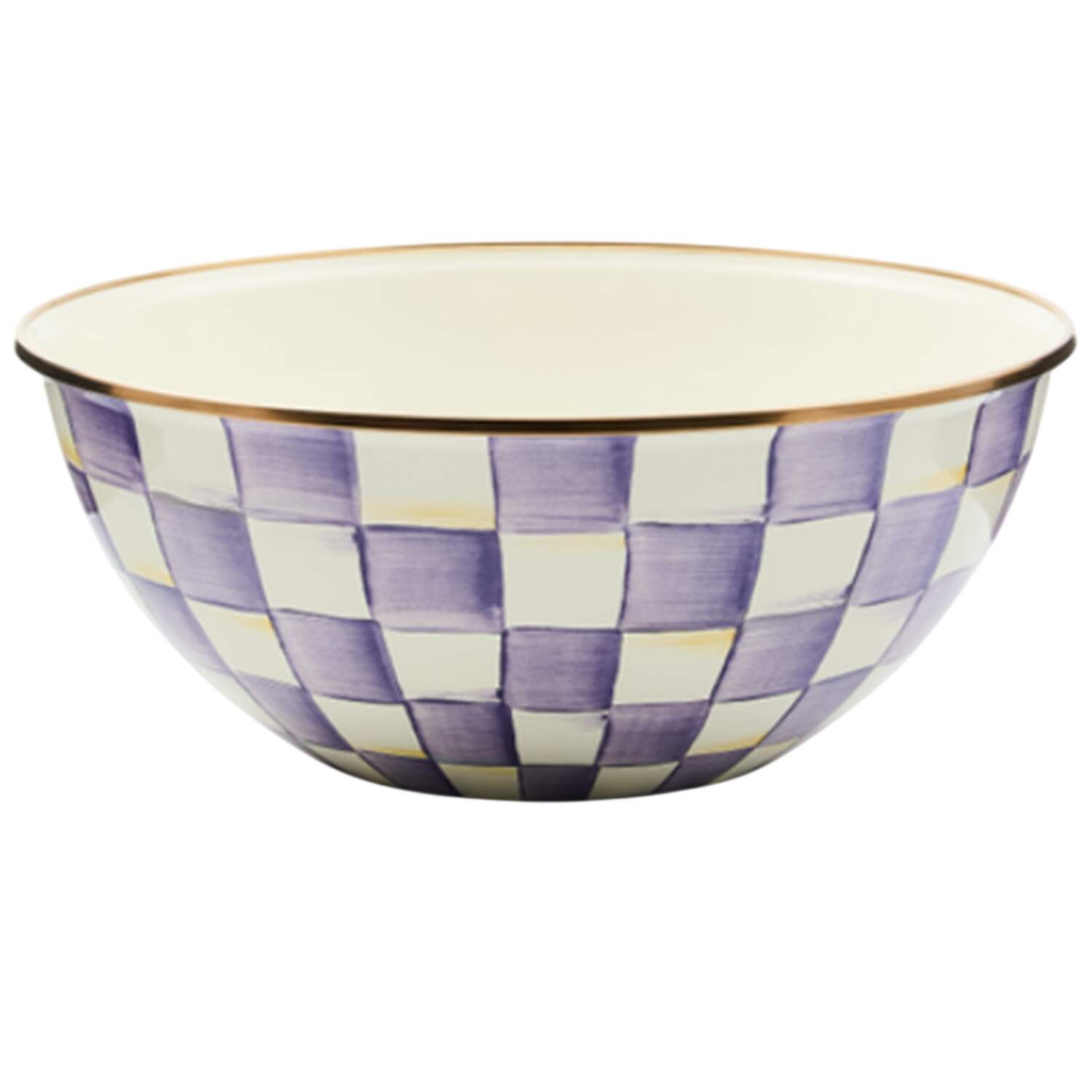 Violet Check 11" Round Serving Bowl by MacKenzie-Childs-1