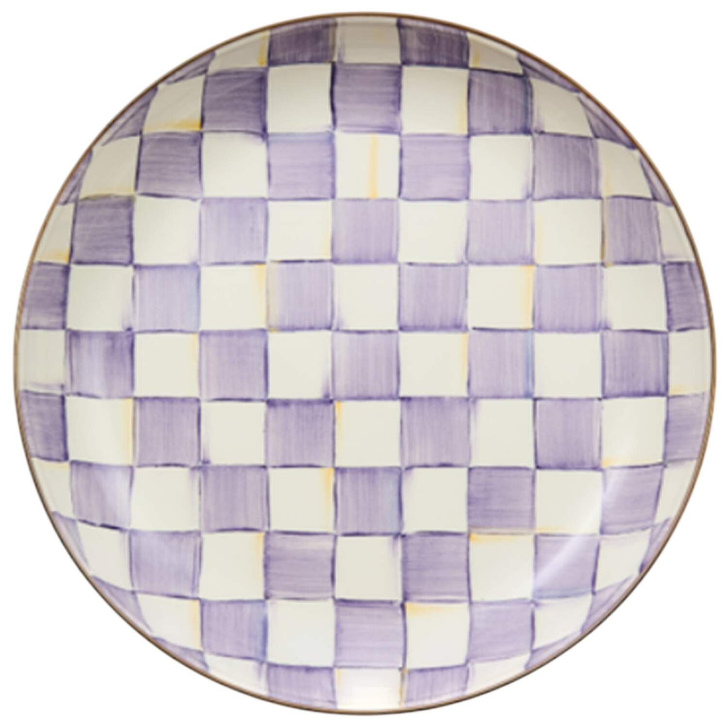 Violet Check 13" Shallow Round Bowl by MacKenzie-Childs-1