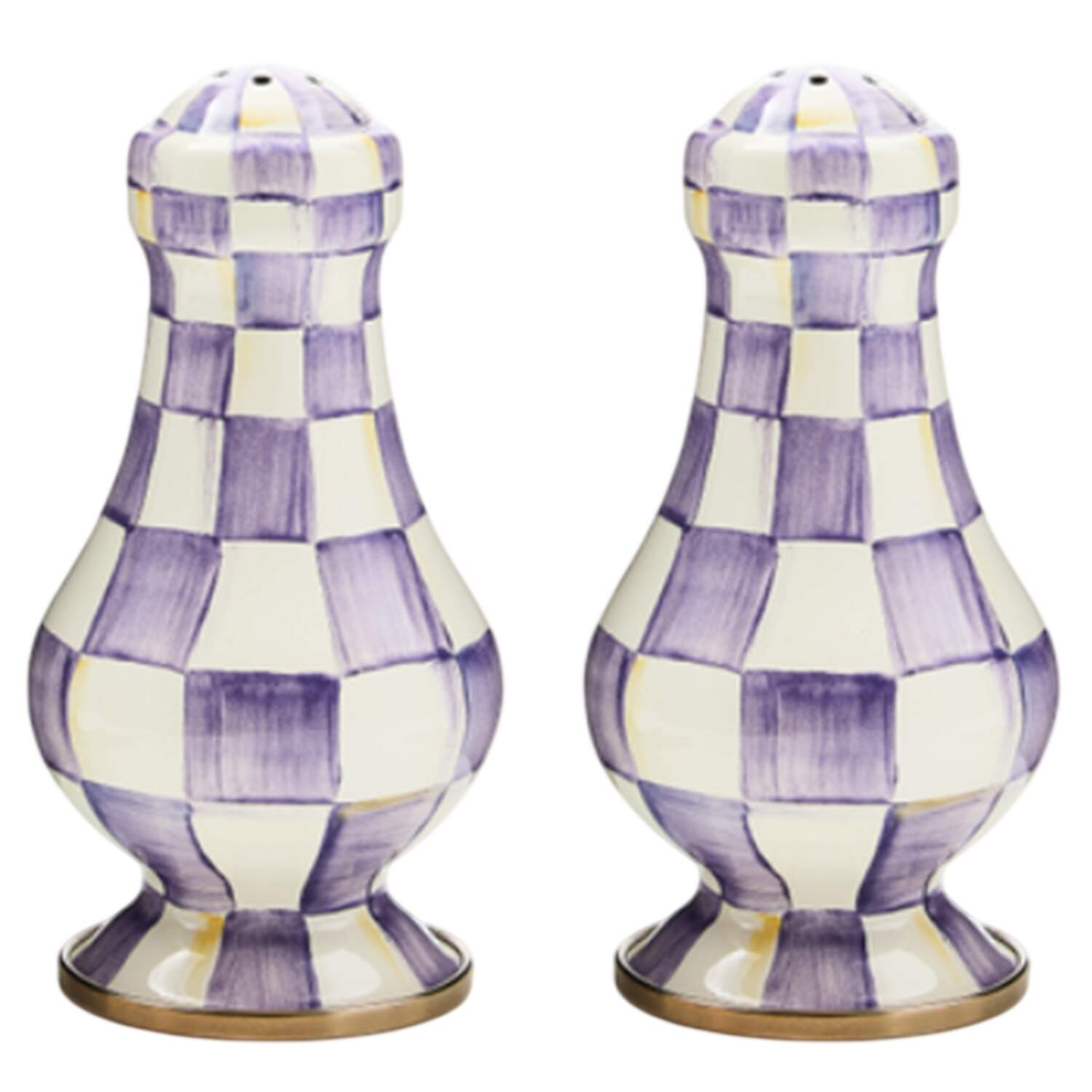 Violet Check Tall Salt & Pepper Set by MacKenzie-Childs-1