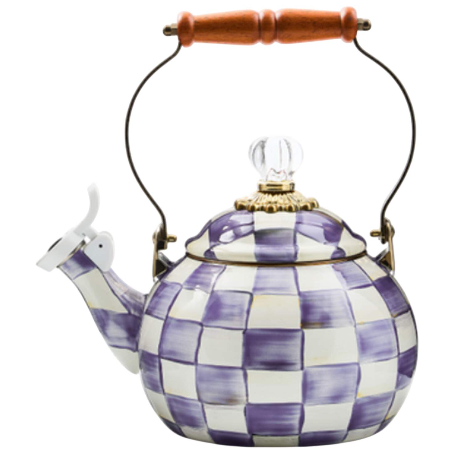 Violet Check Metal Whistler Kettle & Lid by MacKenzie-Childs-1