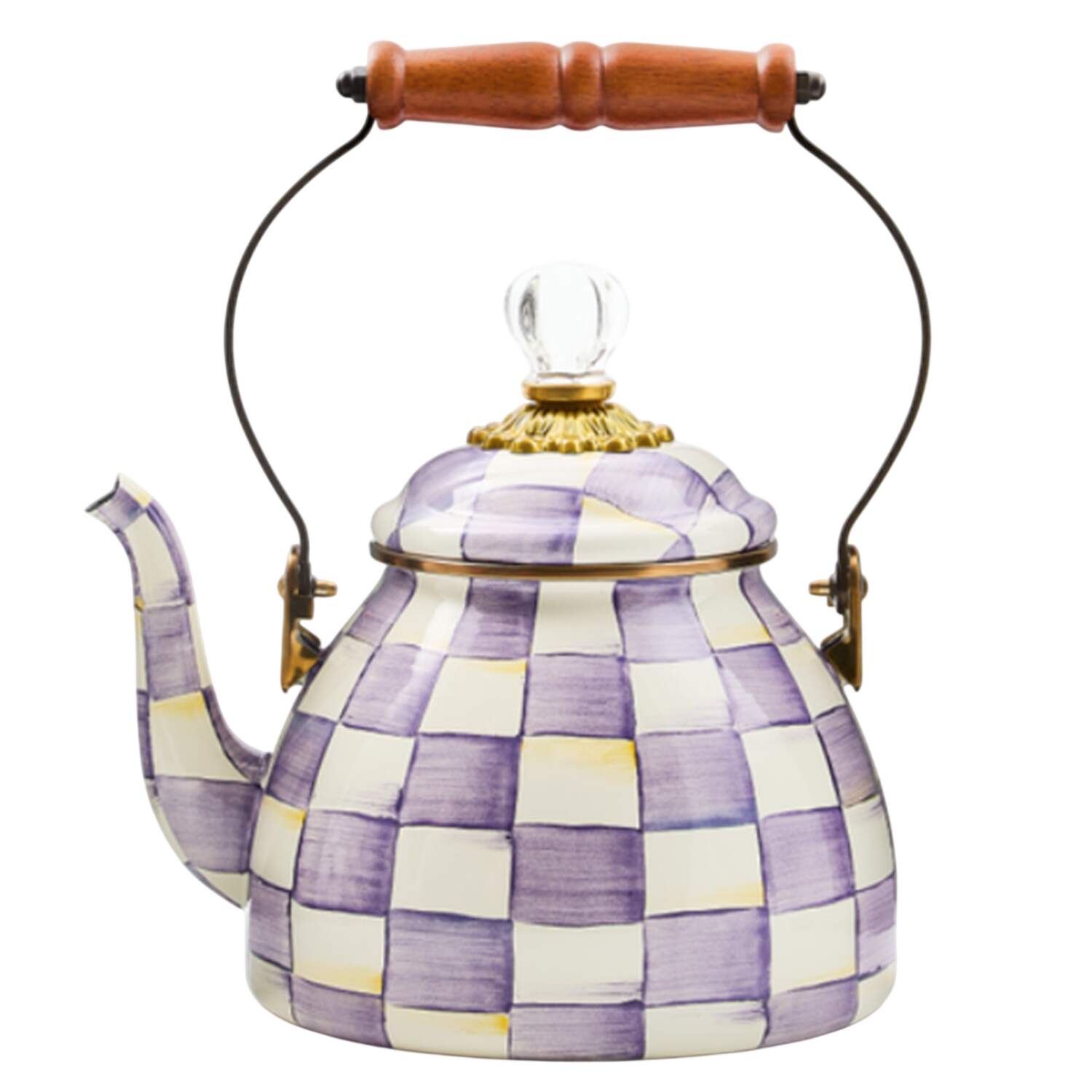 Violet Check Metal Kettle & Lid by MacKenzie-Childs-1