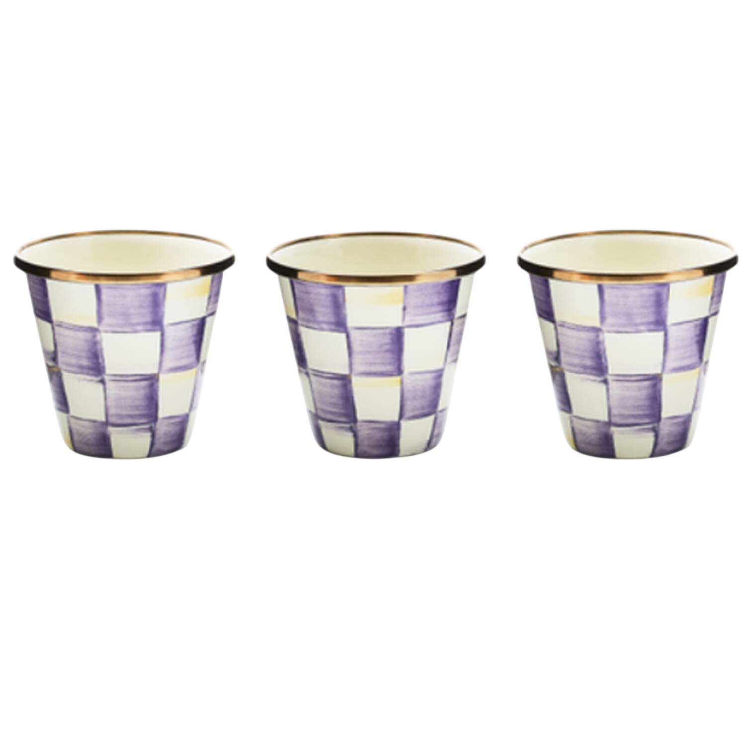 Violet Check (Set of 3) Herb Pot by MacKenzie-Childs-1