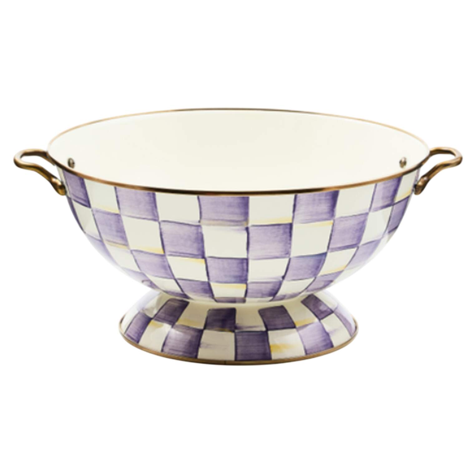 Violet Check 13" Round Handled Bowl by MacKenzie-Childs-1