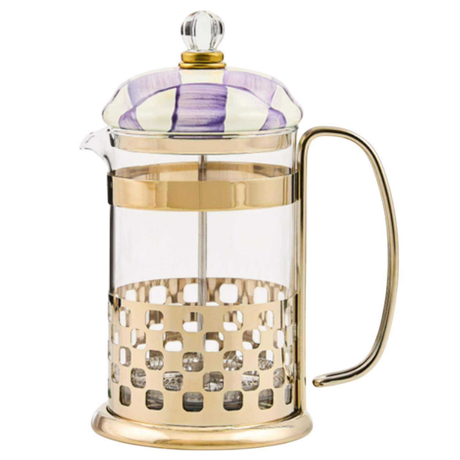 Violet Check French Press Coffee Pot & Lid by MacKenzie-Childs-1